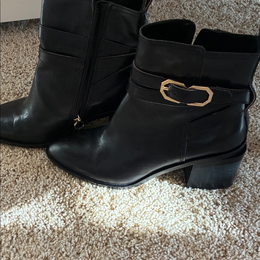 Louise et Cie Black Ankle Boots with Gold Accent